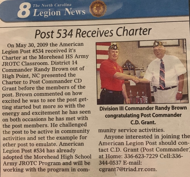 Post 534 Mayodan, North Carolina The American Legion Centennial